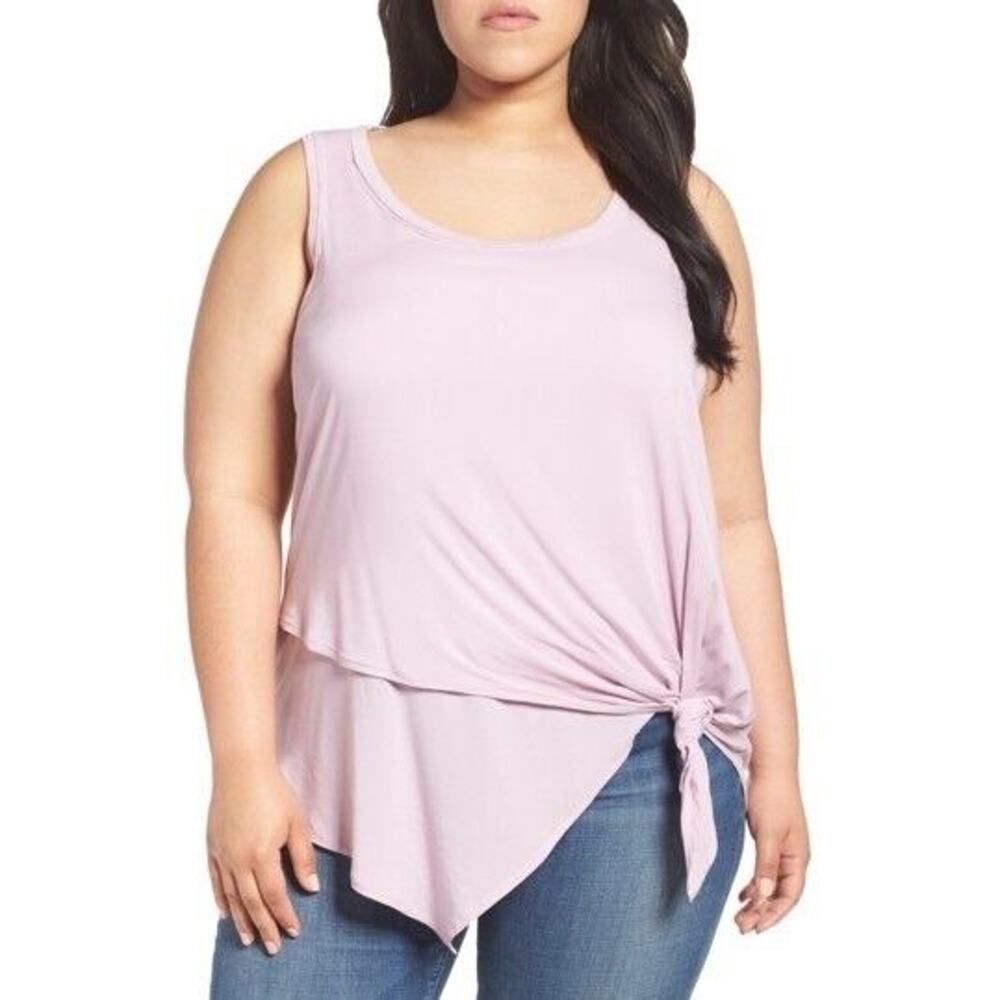 Democracy Plus Size 3X Light Purple Knot Front Asymmetrical Tank Top NWT